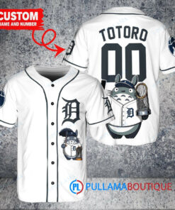 Detroit Tigers x Totoro Studio Ghibli with Trophy Custom Baseball Jersey White