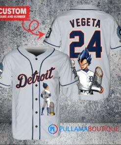 Detroit Tigers x Vegeta Super Saiyan Dragon Ball Z with Trophy Custom Baseball Jersey Gray