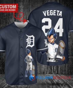 Detroit Tigers x Vegeta Super Saiyan Dragon Ball Z with Trophy Custom Baseball Jersey Navy