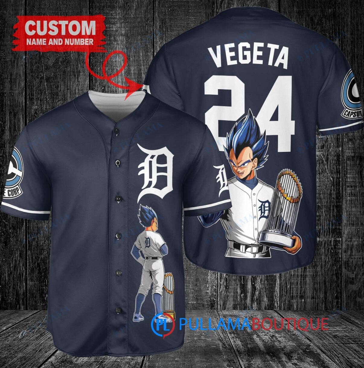 Kansas City Royals x Vegeta Super Saiyan Dragon Ball Z with Trophy Custom Baseball Jersey Navy