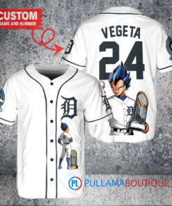 Detroit Tigers x Vegeta Super Saiyan Dragon Ball Z with Trophy Custom Baseball Jersey White