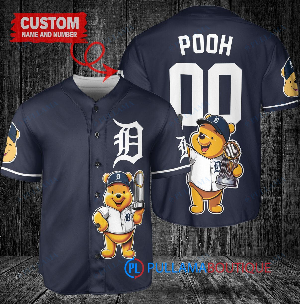 Minnesota Twins x Winnie the Pooh with Trophy Custom Baseball Jersey Navy