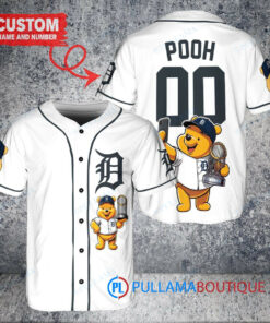 Detroit Tigers x Winnie the Pooh with Trophy Custom Baseball Jersey White