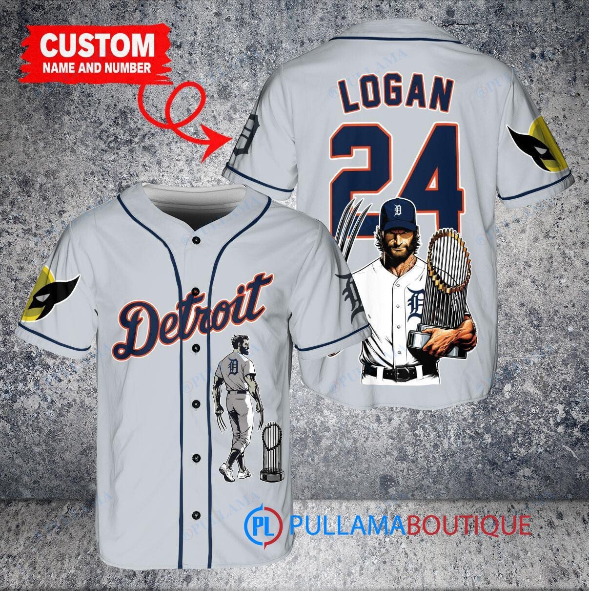 Houston Astros x Wolverine Logan with Trophy Custom Baseball Jersey Navy City Connect