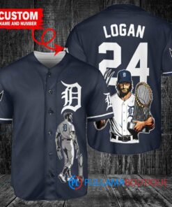 Detroit Tigers x Wolverine Logan with Trophy Custom Baseball Jersey Navy