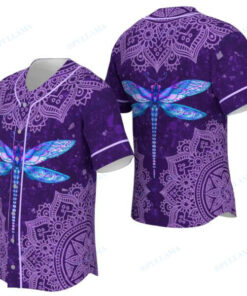 Dragonfly Purple Mandala Baseball Jersey