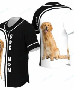 Golden Retriever Black White Dog Mom Baseball Jersey