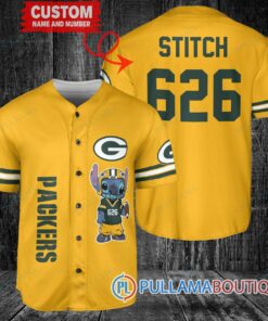 Green Bay Packers Stitch Custom Baseball Jersey Gold