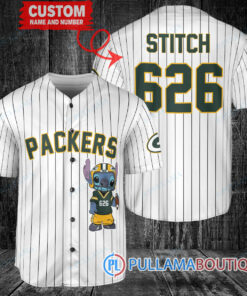 Green Bay Packers Stitch Custom Baseball Jersey White