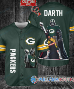 Green Bay Packers x Darth Vader Star Wars with Trophy Custom Baseball Jersey Green