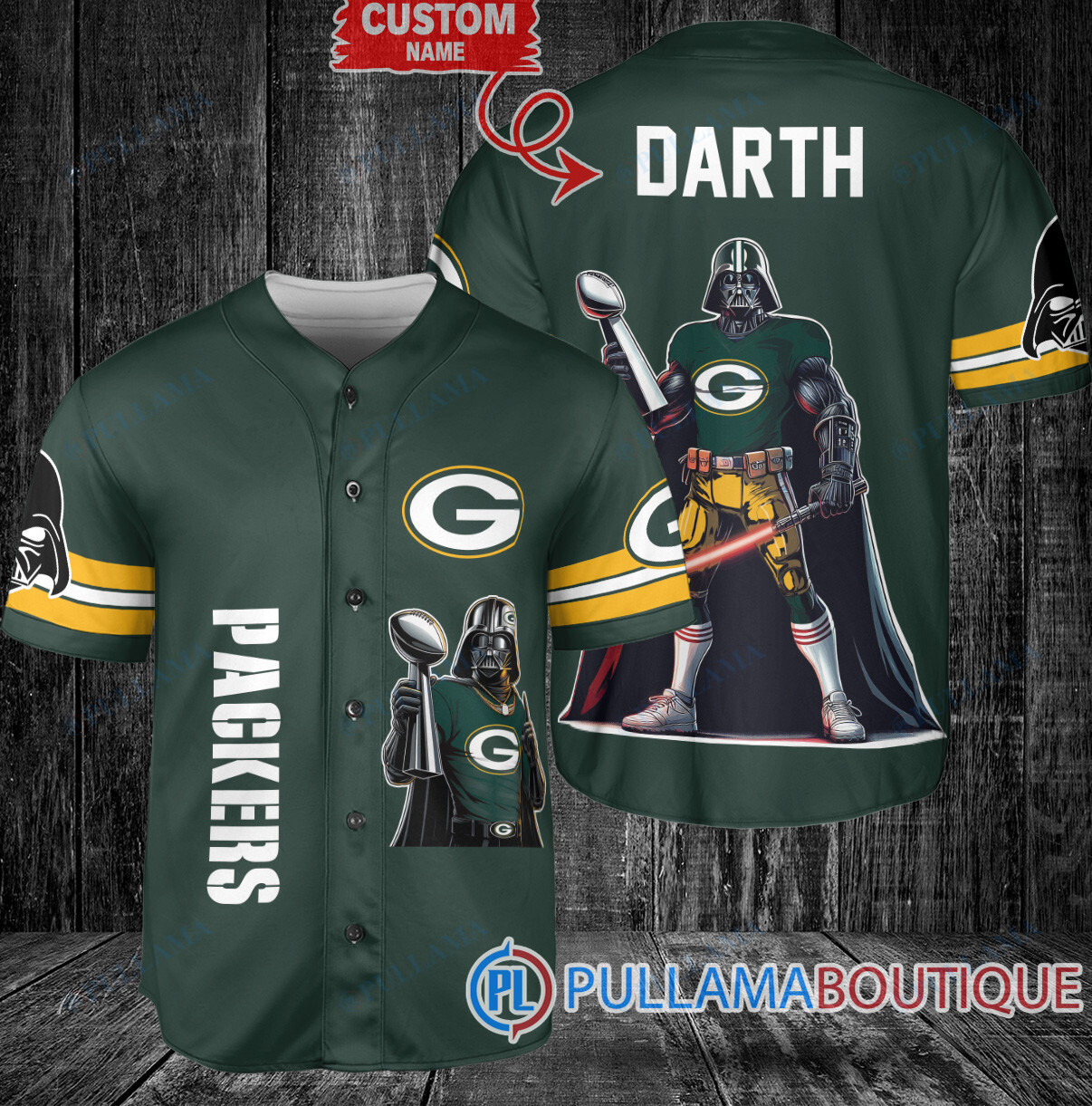 Seattle Seahawks x Darth Vader Star Wars with Trophy Custom Baseball Jersey Kelly Green