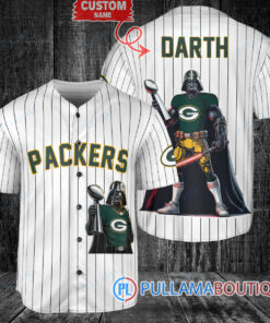 Green Bay Packers x Darth Vader Star Wars with Trophy Custom Baseball Jersey White