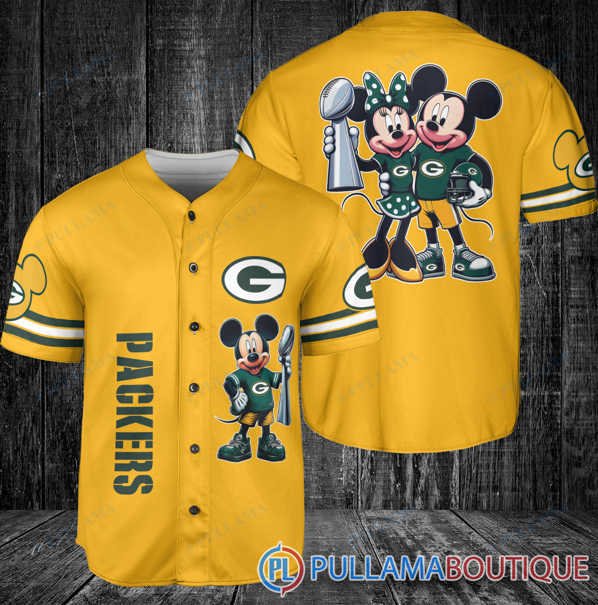 Seattle Seahawks x Mickey and Minnie with Trophy Baseball Jersey Kelly Green