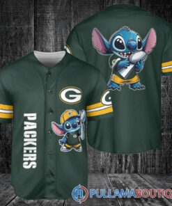 Green Bay Packers x Stitch with Trophy Baseball Jersey Green