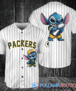 Green Bay Packers x Stitch with Trophy Baseball Jersey White