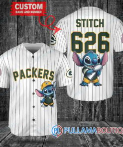 Green Bay Packers x Stitch with Trophy Custom Baseball Jersey White