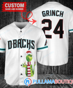 Grinch Christmas Arizona Diamondbacks Custom Baseball Jersey White