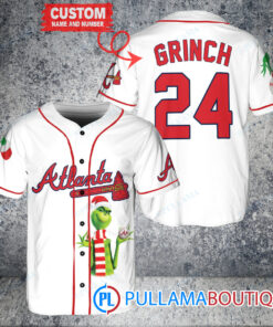 Grinch Christmas Atlanta Braves Custom Baseball Jersey White