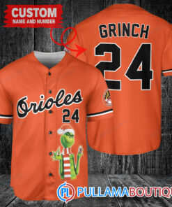 Grinch Christmas Baltimore Orioles Custom Baseball Jersey Orange