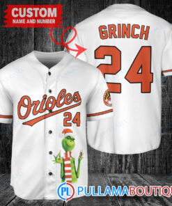 Grinch Christmas Baltimore Orioles Custom Baseball Jersey White