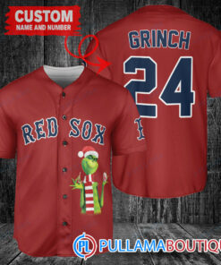 Grinch Christmas Boston Red Sox Custom Baseball Jersey Red