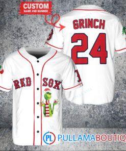 Grinch Christmas Boston Red Sox Custom Baseball Jersey White