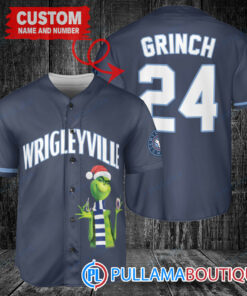 Grinch Christmas Chicago Cubs Custom Baseball Jersey Navy