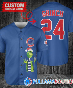 Grinch Christmas Chicago Cubs Custom Baseball Jersey Royal