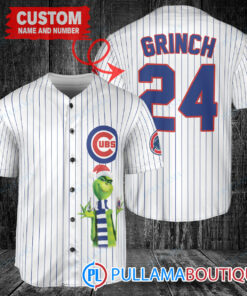 Grinch Christmas Chicago Cubs Custom Baseball Jersey White