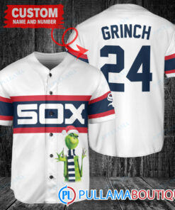 Grinch Christmas Chicago White Sox Custom Baseball Jersey Stripe