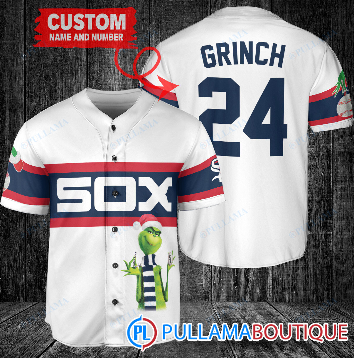 Grinch Christmas Atlanta Braves Custom Baseball Jersey White City Connect