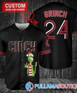 Grinch Christmas Cincinnati Reds Custom Baseball Jersey Black 2023 City Connect