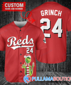 Grinch Christmas Cincinnati Reds Custom Baseball Jersey Red