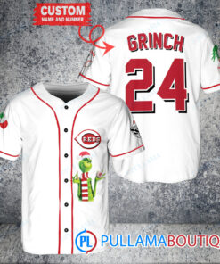 Grinch Christmas Cincinnati Reds Custom Baseball Jersey White