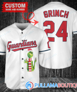 Grinch Christmas Cleveland Guardians Custom Baseball Jersey White