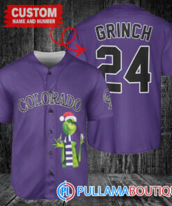 Grinch Christmas Colorado Rockies Custom Baseball Jersey Purple