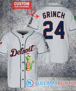 Grinch Christmas Detroit Tigers Custom Baseball Jersey Gray