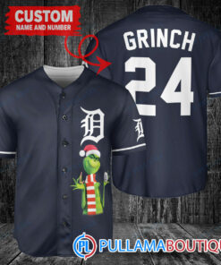 Grinch Christmas Detroit Tigers Custom Baseball Jersey Navy