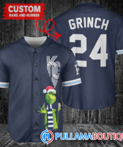 Grinch Christmas Kansas City Royals Custom Baseball Jersey Navy