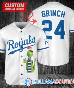 Grinch Christmas Kansas City Royals Custom Baseball Jersey White