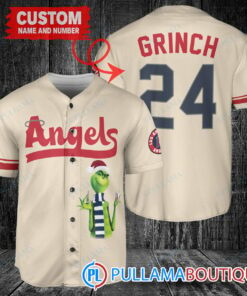 Grinch Christmas Los Angeles Angels Custom Baseball Jersey Cream