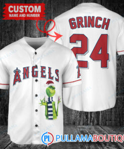 Grinch Christmas Los Angeles Angels Custom Baseball Jersey White