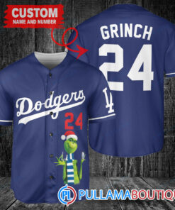 Grinch Christmas Los Angeles Dodgers Custom Baseball Jersey Navy