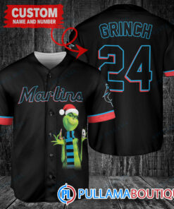 Grinch Christmas Miami Marlins Custom Baseball Jersey Black