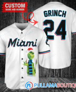 Grinch Christmas Miami Marlins Custom Baseball Jersey White