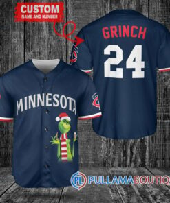 Grinch Christmas Minnesota Twins Custom Baseball Jersey Navy