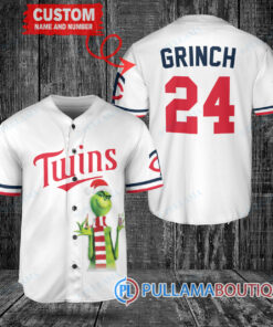 Grinch Christmas Minnesota Twins Custom Baseball Jersey White