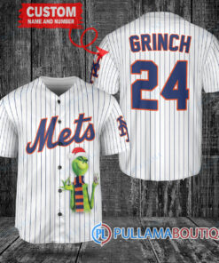 Grinch Christmas New York Mets Custom Baseball Jersey White