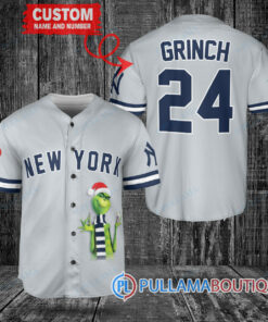 Grinch Christmas New York Yankees Custom Baseball Jersey Gray