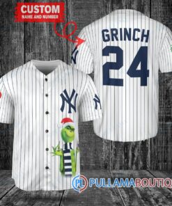 Grinch Christmas New York Yankees Custom Baseball Jersey White